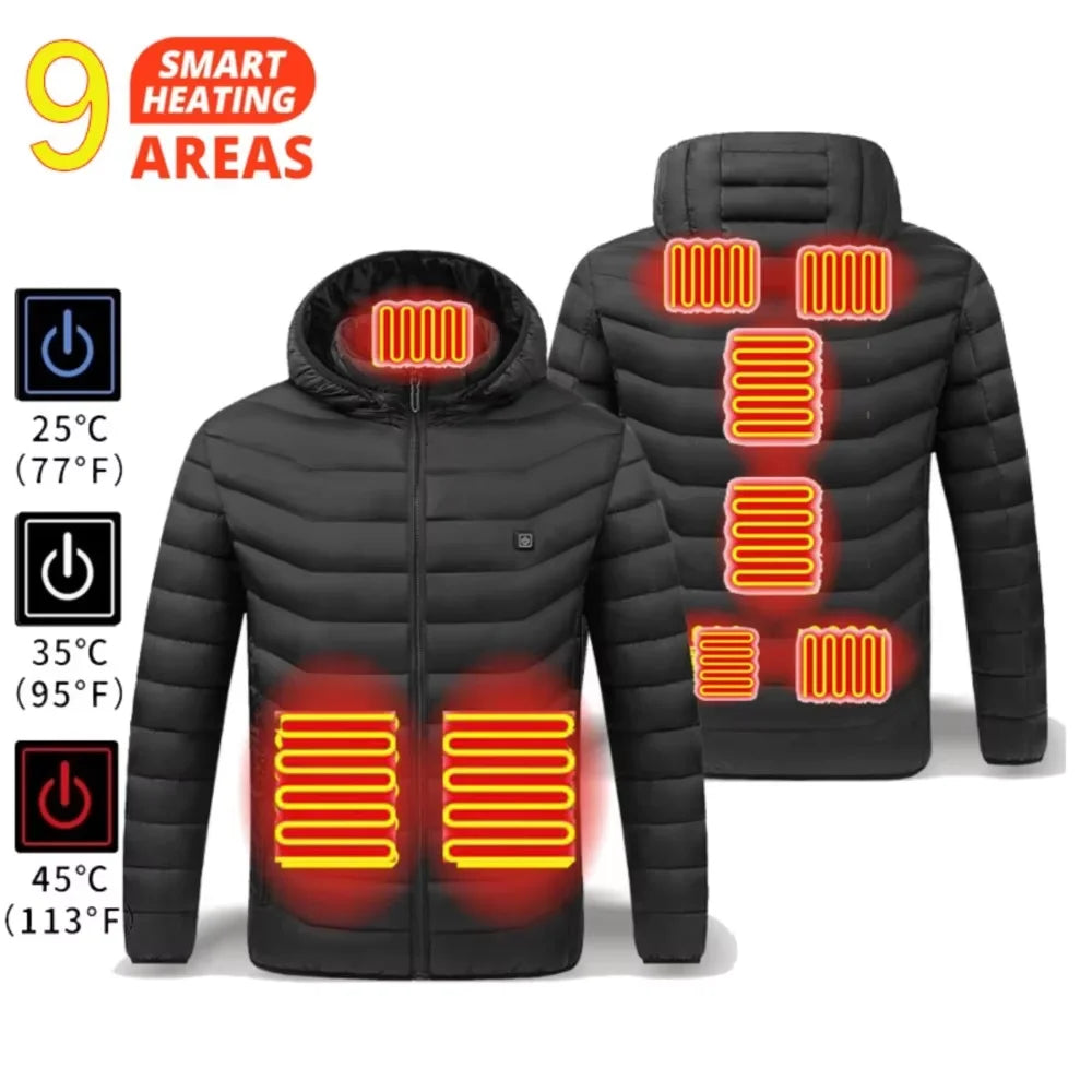 21 Areast Heated Jacket Men Warm Vest USB Self Heating Jacket Women Heated Coat Ski Camping Hiking Winter Cotton Clothes Washed