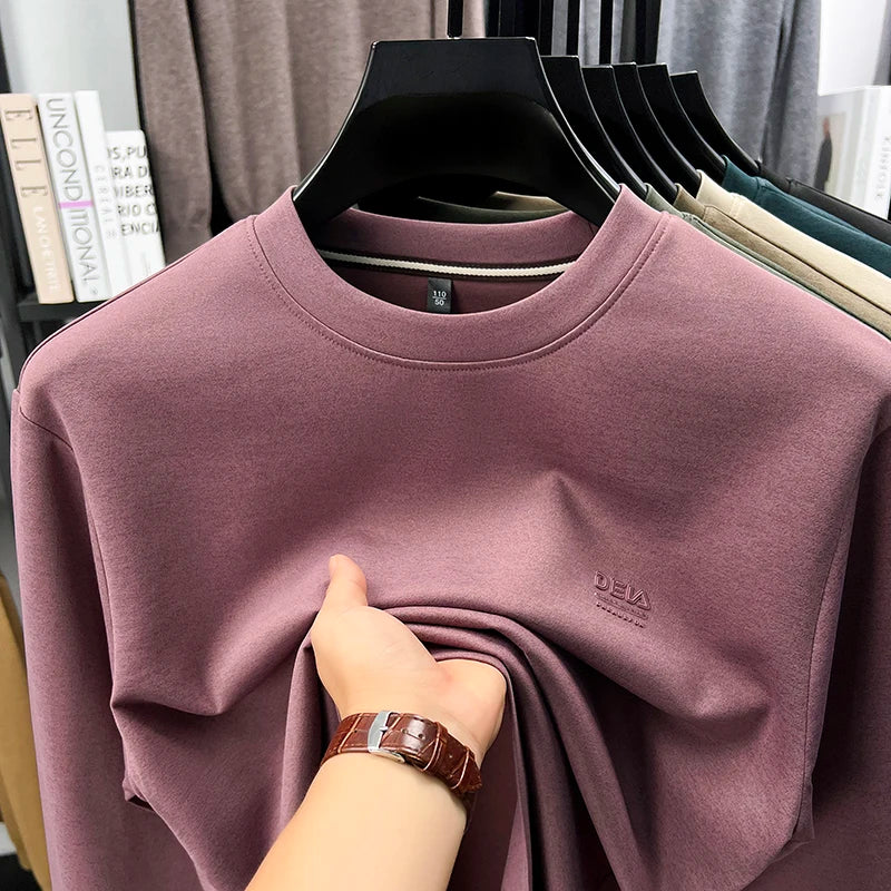 Sweatshirt Men 2026 New Style Spring and Autumn Men's Long Sleeved T-shirt Pure Cotton Round Neck Top T-shirt Base Shirt Trendy