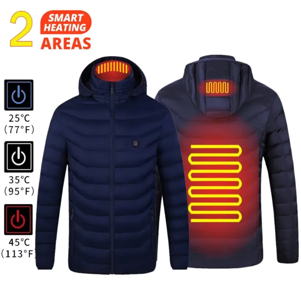 21 Areast Heated Jacket Men Warm Vest USB Self Heating Jacket Women Heated Coat Ski Camping Hiking Winter Cotton Clothes Washed