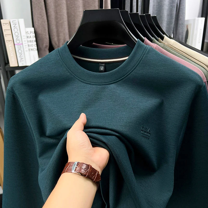 Sweatshirt Men 2026 New Style Spring and Autumn Men's Long Sleeved T-shirt Pure Cotton Round Neck Top T-shirt Base Shirt Trendy