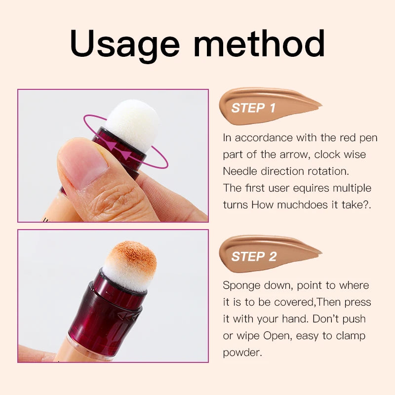 CiNew Sponge Head Concealer for Dark rcles Freckles Acne Pigmentation and Blemishes Long Lasting Moisturizing Liquid Foundation