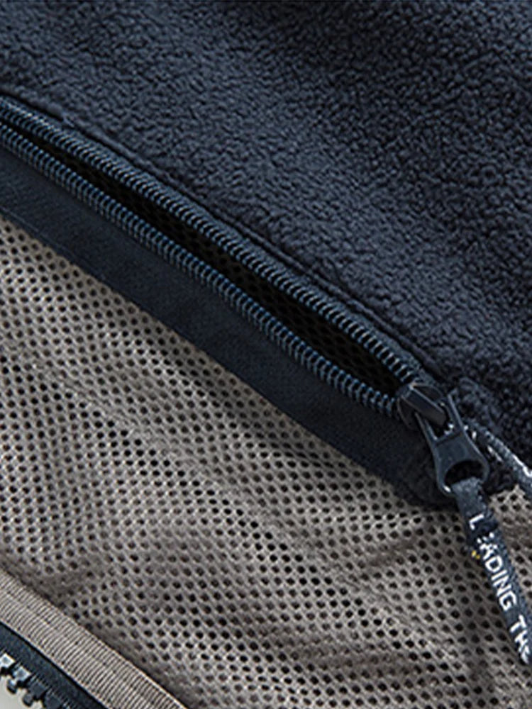 Navy Blue Fleece Zip - Up Jacket with Norwegian Flag and "Outdoor Norway" Embroidery