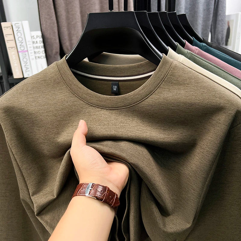 Sweatshirt Men 2026 New Style Spring and Autumn Men's Long Sleeved T-shirt Pure Cotton Round Neck Top T-shirt Base Shirt Trendy