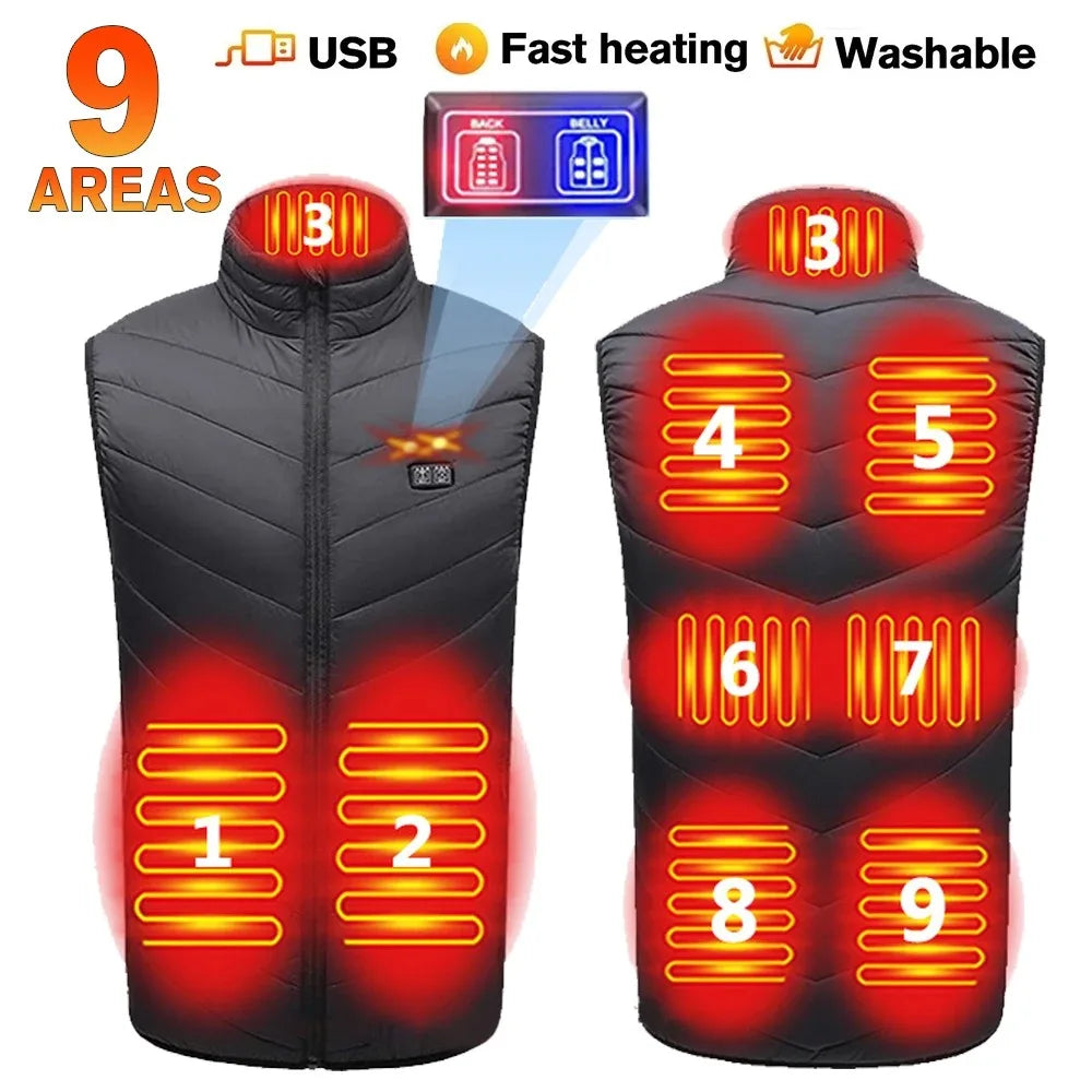 21 Areast Heated Jacket Men Warm Vest USB Self Heating Jacket Women Heated Coat Ski Camping Hiking Winter Cotton Clothes Washed