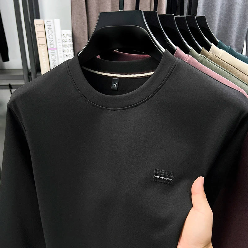 Sweatshirt Men 2026 New Style Spring and Autumn Men's Long Sleeved T-shirt Pure Cotton Round Neck Top T-shirt Base Shirt Trendy