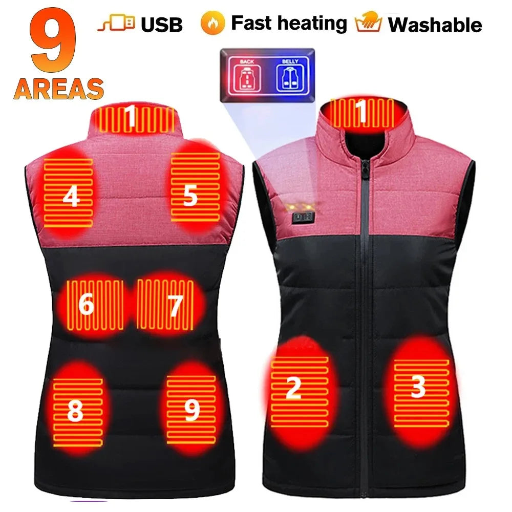 21 Areast Heated Jacket Men Warm Vest USB Self Heating Jacket Women Heated Coat Ski Camping Hiking Winter Cotton Clothes Washed