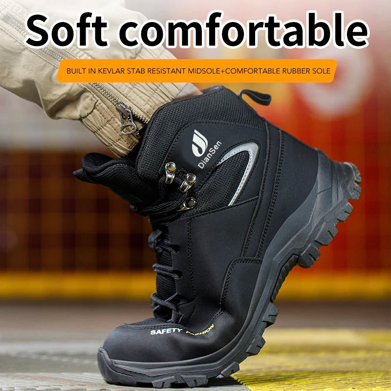 Mens Safety Shoes With Steel Toe Waterproof Boots Puncture Proof Anti-smash Mens Outdoor Work Sneakers Construction Work Shoes