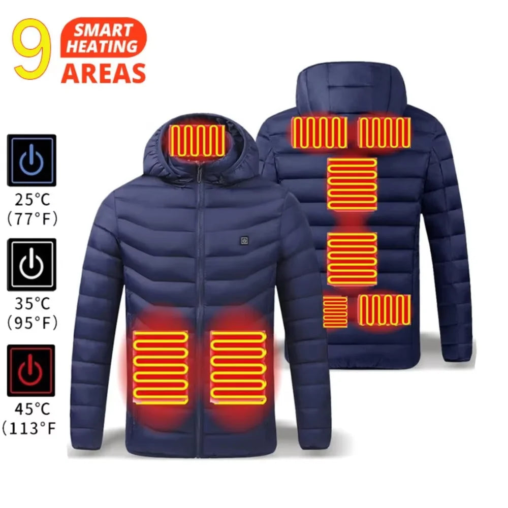 21 Areast Heated Jacket Men Warm Vest USB Self Heating Jacket Women Heated Coat Ski Camping Hiking Winter Cotton Clothes Washed