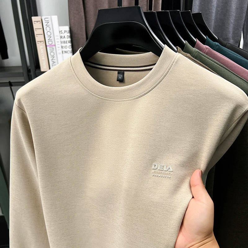 Sweatshirt Men 2026 New Style Spring and Autumn Men's Long Sleeved T-shirt Pure Cotton Round Neck Top T-shirt Base Shirt Trendy
