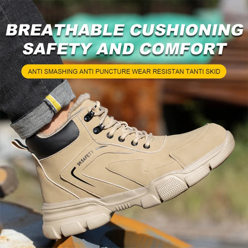 Men Steel Toe Safety Work Boots Indestructible Construction Safety Boots Puncture Proof Male Work Shoes Protective Footwear