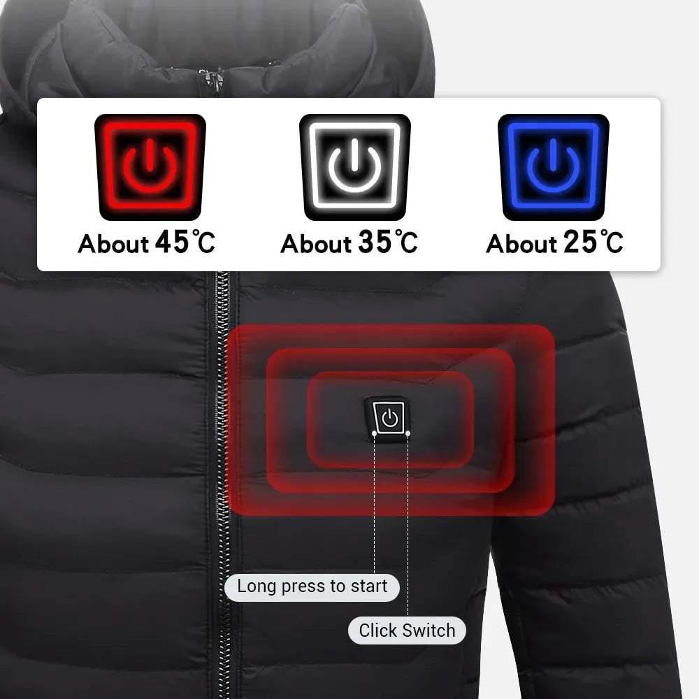 21 Areast Heated Jacket Men Warm Vest USB Self Heating Jacket Women Heated Coat Ski Camping Hiking Winter Cotton Clothes Washed